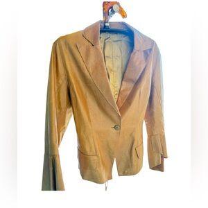 Italian Leather Tan Leather Blazer